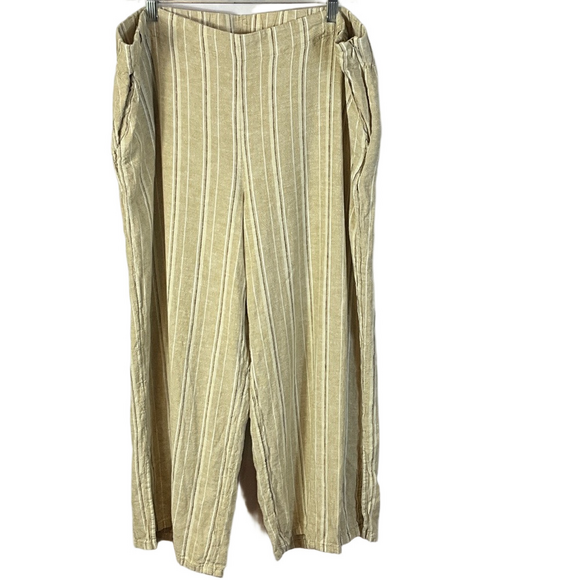 J. Jill Pants - J. Jill Striped Wide Leg Pants in Olive Green and Cream capri